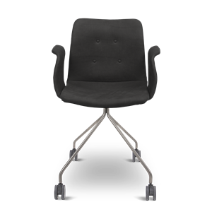 Bent Hansen Primum Bürostuhl M. Armlehne & Rollen Edelstahl/ Schwarz