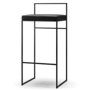 Department Barhocker mit Rückenlehne 90 cm Schwarz/ Schwarz Leder
