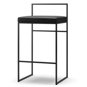 Department Barhocker mit Rückenlehne 80 cm Schwarz/ Schwarz Leder