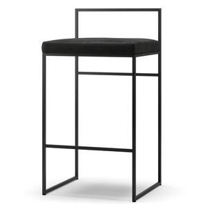Department Barhocker mit Rückenlehne 80 cm Schwarz/ Schwarz Samt