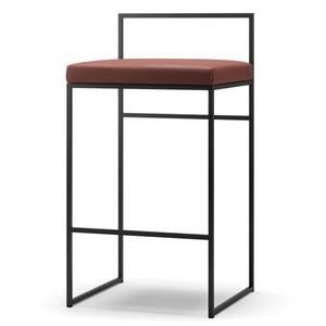 Department Barhocker mit Rückenlehne 80 cm Schwarz/Braun Leder