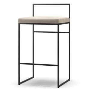 Department Barhocker mit Rückenlehne 80 cm Schwarz/ Beige Samt