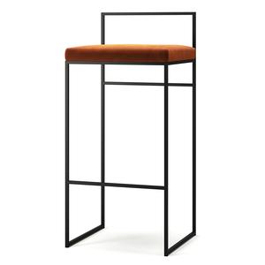 Department Barhocker mit Rückenlehne 90 cm Schwarz/ Kupfer Glow Velours