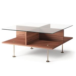 Decotique Vogue Couchtisch 70x70 Walnuss/ Messing