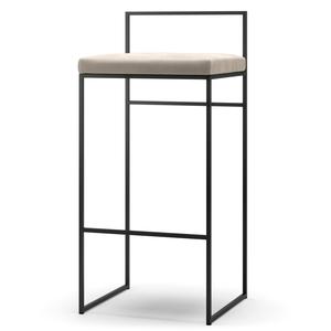 Department Barhocker mit Rückenlehne 90 cm Schwarz/ Beige Samt