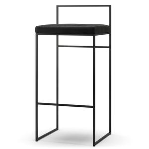 Department Barhocker mit Rückenlehne 90 cm Schwarz/ Schwarz Samt