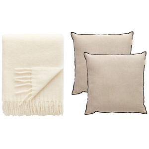 Decotique Cozy Kissen- und Plaid-Set, Beige