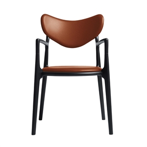 Ro Collection Salon Esszimmerstuhl, gepolstert, schwarz lackierte Buche/Calvados-Leder
