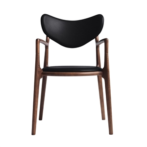 Ro Collection Salon Esszimmerstuhl, gepolstert, Buche/ Walnuss/ Schwarz Leder