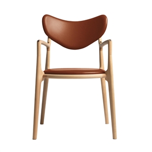 Ro Collection Salon Esszimmerstuhl, gepolstert, geölte Buche/Calvados-Leder