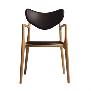 Ro Collection Salon Esszimmerstuhl, gepolstert, geölte Eiche/dunkelbraunes Leder