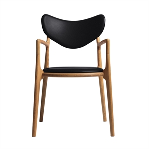 Ro Collection Salon Esszimmerstuhl, gepolstert, geölte Eiche/ Schwarz Leder