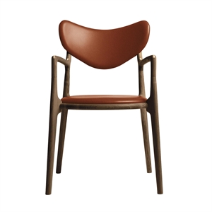 Ro Collection Salon Esszimmerstuhl, gepolstert, geräucherte Eiche/Calvados-Leder