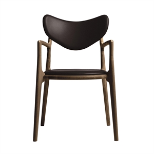 Ro Collection Salon Esszimmerstuhl, gepolstert, geräucherte Eiche/dunkelbraunes Leder