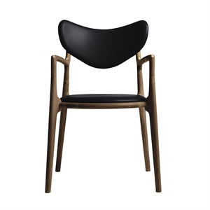 Ro Collection Salon Esszimmerstuhl, gepolstert, geräucherte Eiche/ Schwarz Leder