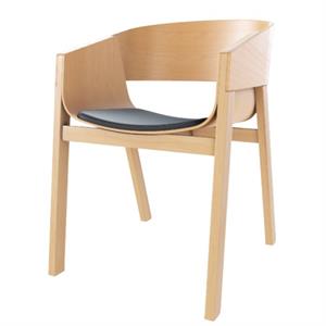 TON Merano Esszimmerstuhl mit Armlehnen und Gepolstertem Sitz, Schwarz/Natur