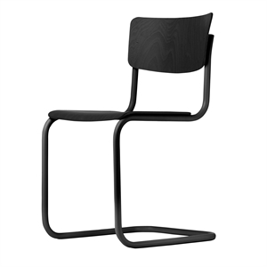 Thonet S 43 Freischwinger-Esszimmerstuhl Schwarz/ Buche Schwarz Gebeizt