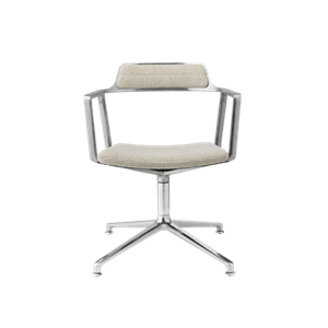 Vipp 452 Drehstuhl mit Bodengleitern Aluminium/Wellenförmig Gebrochenes Weiß/ Hellgrau