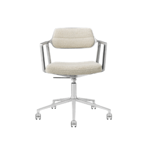 Vipp 453 Swivel+ Drehstuhl mit Rollen Aluminium/ Wellenförmig Gebrochenes Weiß/ Hellgrau