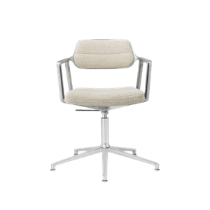 Vipp 453 Swivel+ Drehstuhl mit Bodengleitern Aluminium/ Wellig Gebrochenes Weiß/ Hellgrau