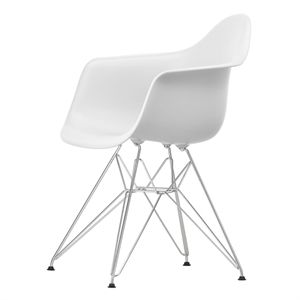 Vitra Eames Plastic DAR Dining Chair RE Baumwolle Weiß/ Chrom