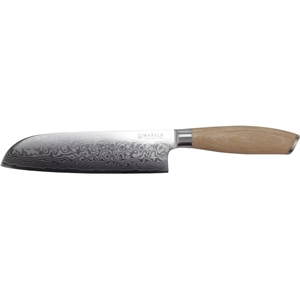 Mareld Akio Japanisches Santokumesser 18 cm Helles Holz